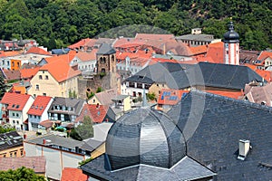View of the town of Weida in the county of Greiz in the German state of Thuringia from the Osterburg Castle
