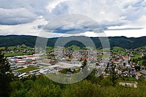 View of the town of Ziri in Gorenjska, Slovenia