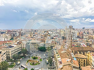 View on the towns square of Valencia City Spain