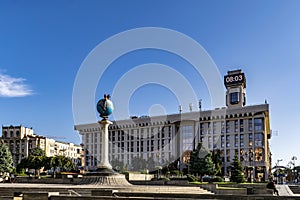 The view on The Trade Unions Building, or Budynok Profspilok on Independence Square photo