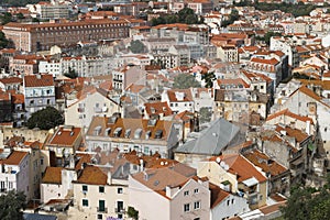 View of traditional buildings in the old Mouraria neighborhood, in the city of Lisbon photo