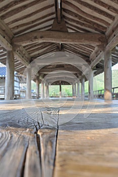 View of traditional korean pavilion from itâ€™s joseon-era confucian academy. Byeongsan Seowon, Andong, South Korea