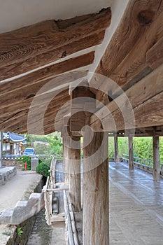 View of traditional korean pavilion timber structure from itâ€™s joseon-era confucian academy. Byeongsan Seowon, Andong, South