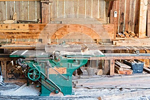 View of an traditional old saw mill with old machines and tools