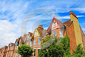 View of traditional terraced houses Folkestone UK