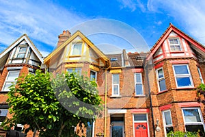 View of traditional terraced houses Folkestone UK