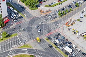 View on traffic crossroad from radio tower Berlin