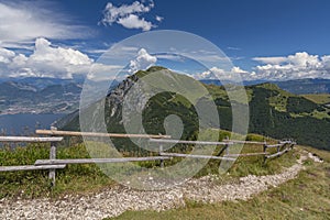 View from the trail at Monte Baldo, Malcesine, Lombardy, Italy.
