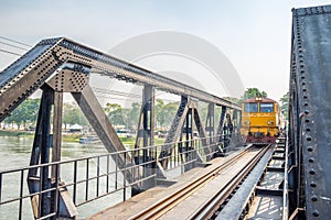 View at the Train at Kanchanaburi bridge over Kwai river - Thailand