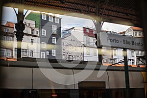 View from the train at Porto - Sao Bento railway station