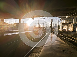 View of train tracks at Atocha station Madrid