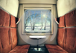 View from the Train Window on winter landscape