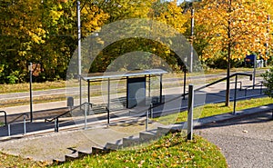 View of the tram stop of the famous park in Kassel Wilhelmshohe, Germany