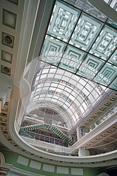 View of the transparent glass ceiling