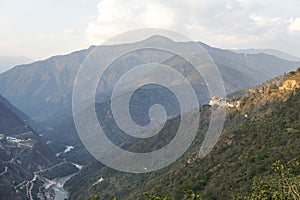 View at Trashigang Dzong monastery in the Himalaya mountains in East Bhutan, Bhutan