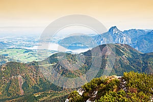 View of the Traunsee lake in Austrian Alps.