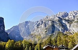 View of trees and mountains from the Hirschau peninsula in Berchtesgaden photo