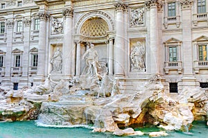 View of Trevi Fountain in city of Rome, Italy.