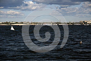 View of Trinity bridge in Saint-Petersburg, Russia.