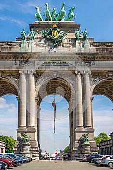 View at the Triumphal Arch Cinquantenaire in Brussels - Belgium