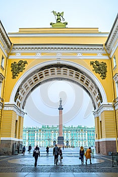 The view through Triumphal Arch, Saint Petersburg, Russia