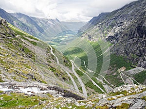 View of the Troll Road in Norway. Mountain landscape with winding road for cars