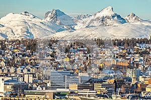 View of Tromso Norway photographed from up the Fjellheisen cable car station