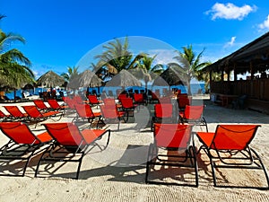 View of a tropical beach in Roatan Honduras