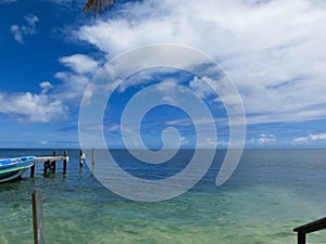 View of a tropical beach in Roatan Honduras