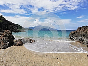 View of tropical sea and dreamy beach on Mindoro, Philippines photo