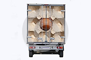 View of trucks behind with the image