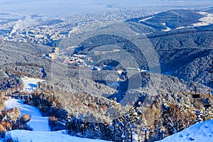 View from Tserkovka mountain to the resort town of Belokurikha