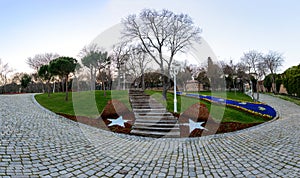 View of the tulips garden