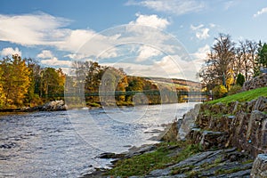 A view of the Tummel river  running along Pitlochry