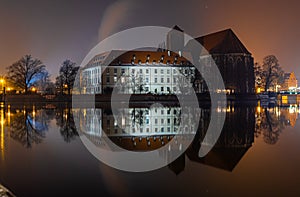 View of Tumski island in Wroclaw in the night, Poland