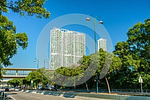 View of Tung Chung district of Hong Kong on Lantau Island