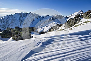 View from Tupa peak in High Tatras during winter