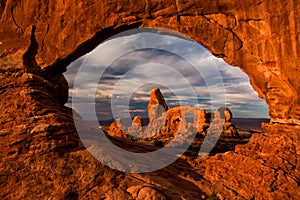 View of Turret Arch in Arches National Park, Utah, USA