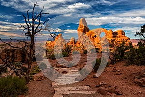 View of Turret Arch in Arches National Park, Utah, USA