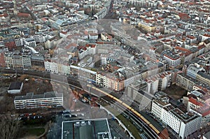 View from TV Tower at the train and Berlin-Mitte