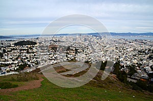View from Twin Peaks in San Francisco of the Bay Area