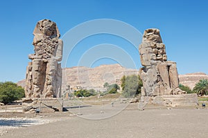 View of the two Colossi of Memnon