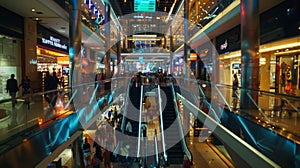 Escalators in a Modern Shopping Mall