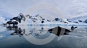 View of two humpback whales