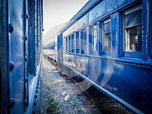 View Between Two Lines of Train Coaches