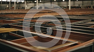 view through two rows of tippers close up