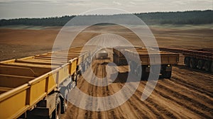 view through two rows of tippers close up