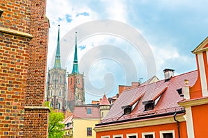 old historical city centre, Ostrow Tumski, Wroclaw, Poland