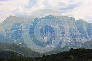 View of Tymfi Mountain and Vikos gorge Zagoria Epirus