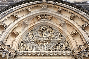 View of tympanum of St Peter and St Paul basilica